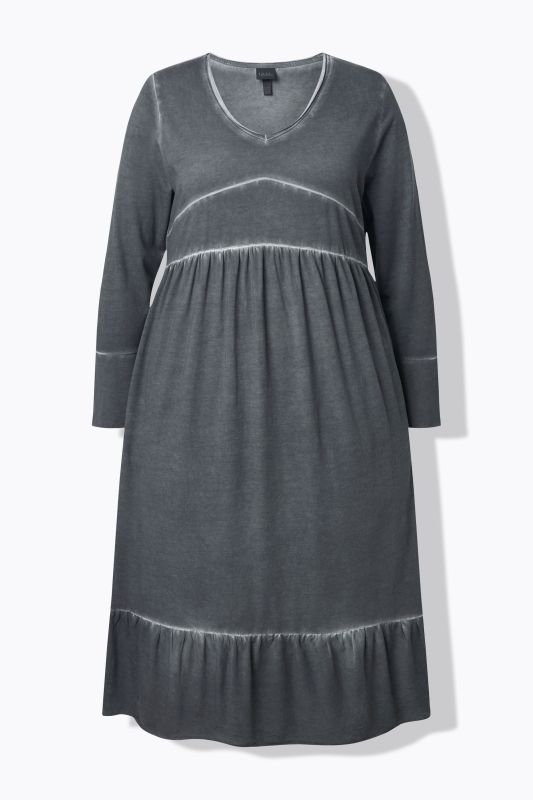 Cold-Dyed Decorative Seam Flounce Fanel Dress