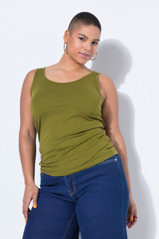 Basic Scoop Neck Cotton Stretch Tank Top