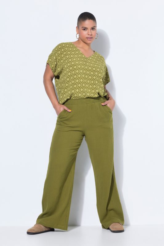 Wide Leg Muslin Palazzo Pants