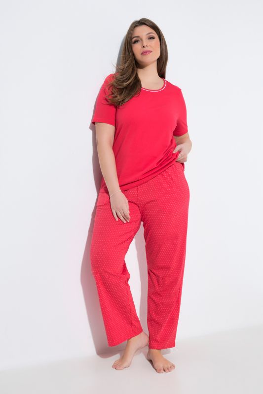 Dot Print Short Sleeve Pajama Set