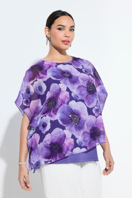 Блуза с шифон с флорален принт