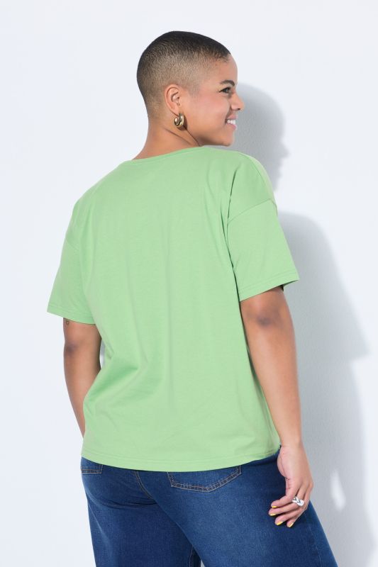 Round Neck Short Sleeve Relaxed Fit Cotton Tee