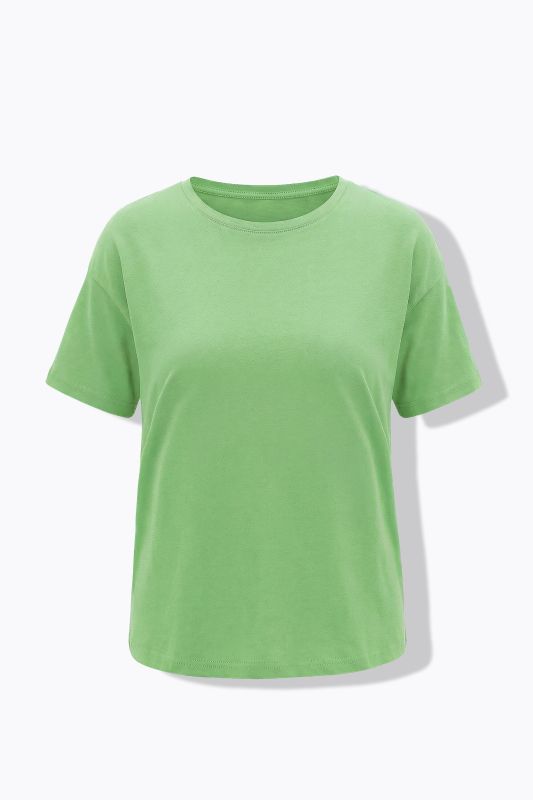 Round Neck Short Sleeve Relaxed Fit Cotton Tee