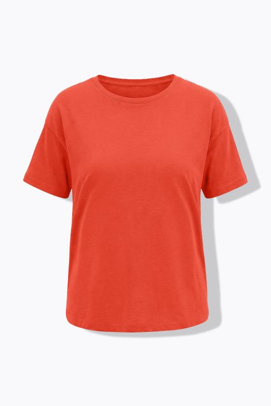 Round Neck Short Sleeve Relaxed Fit Cotton Tee