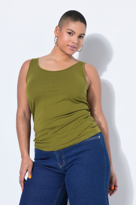 Basic Scoop Neck Cotton Stretch Tank Top