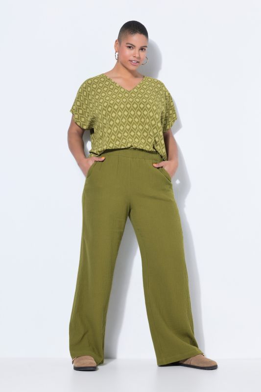 Wide Leg Muslin Palazzo Pants