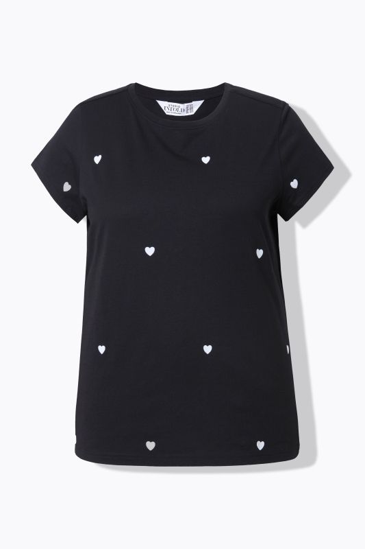 Heart Print Cap Sleeve Tee