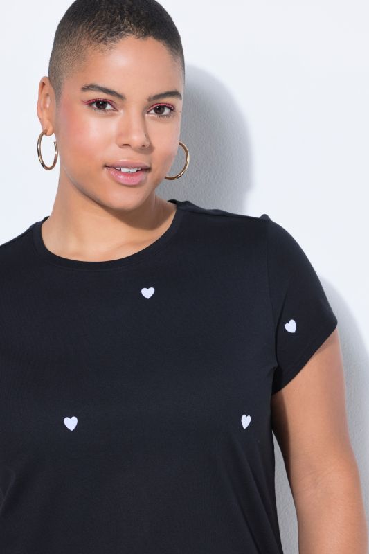 Heart Print Cap Sleeve Tee