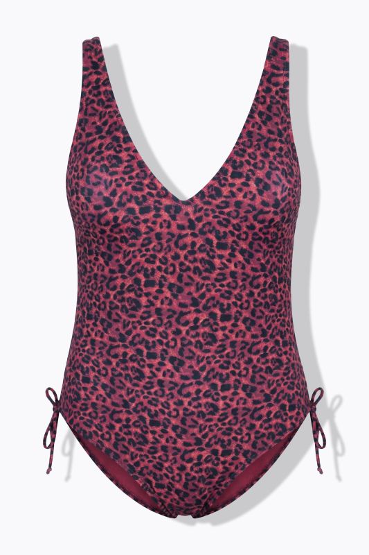Leopard Print Gathered Swimsuit