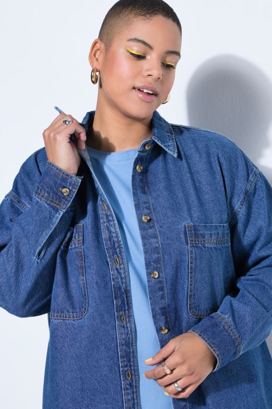 Oversized Long Sleeve Denim Shirt
