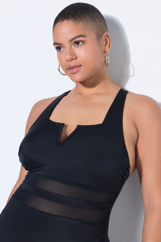 Sheer Striped One Piece Swimsuit