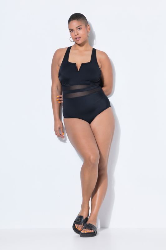Sheer Striped One Piece Swimsuit