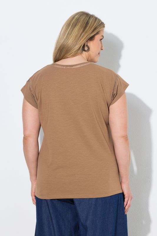 Eco Cotton Ladder Trim V-Neck Oversized Fit Tee