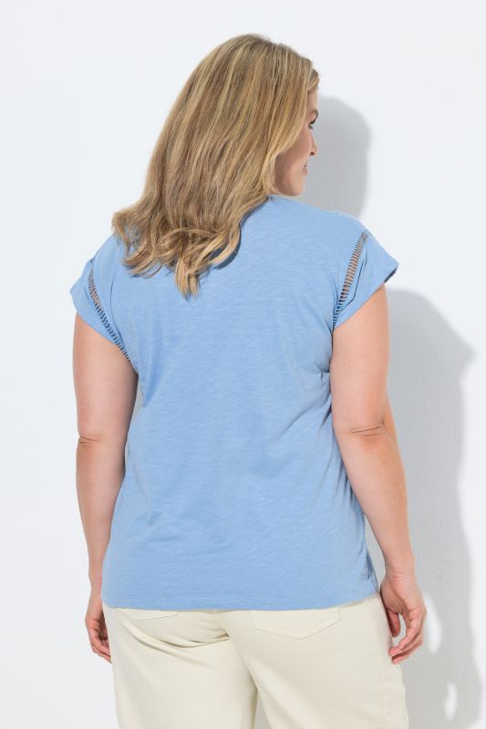 Eco Cotton Ladder Trim V-Neck Oversized Fit Tee