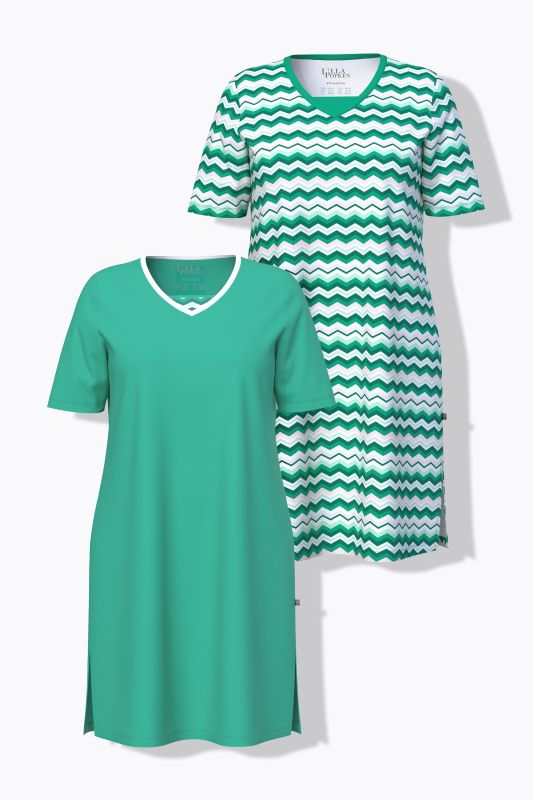 2 Pack of Cotton Sleep Tees - Zig Zag, Solid