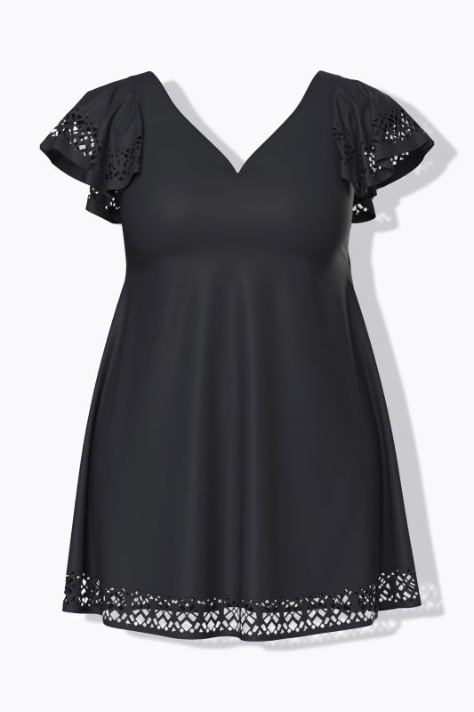 Рокля за плуване с лазерно изрязани акценти