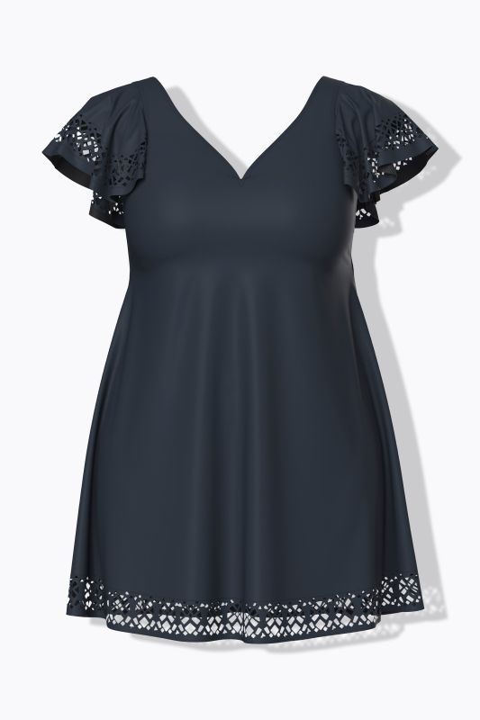 Рокля за плуване с лазерно изрязани акценти