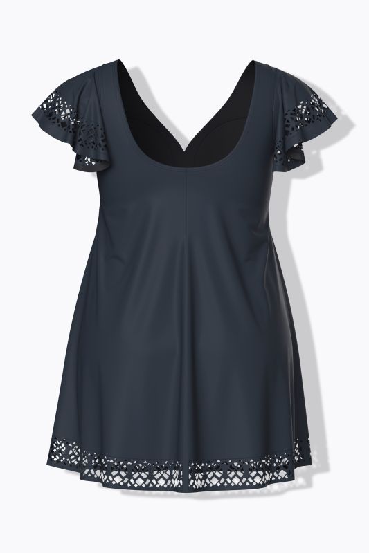 Рокля за плуване с лазерно изрязани акценти