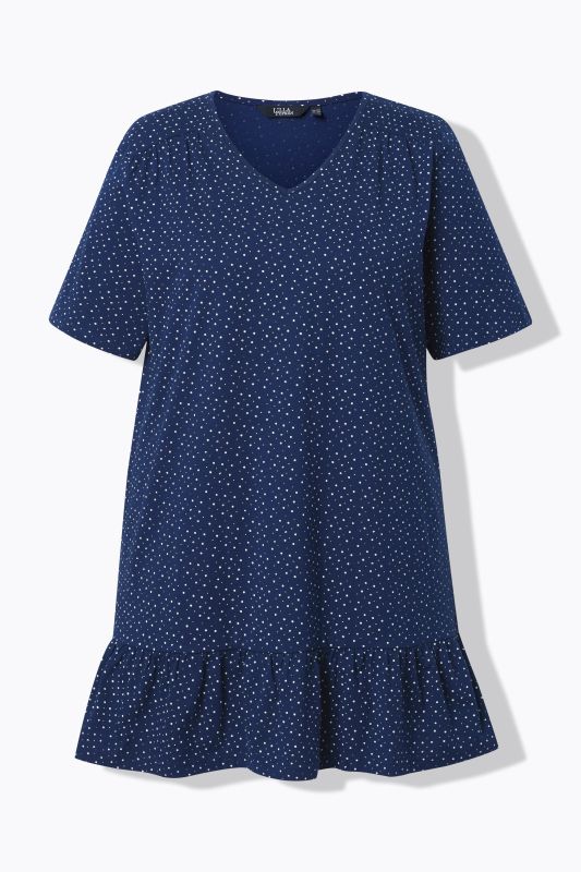 Polka Dot Knit Ruffle Tunic