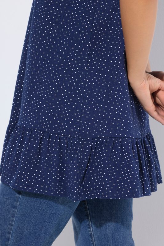 Polka Dot Knit Ruffle Tunic