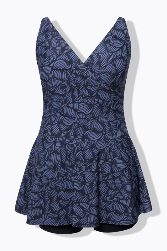 Бански тип рокля със завъртян принт