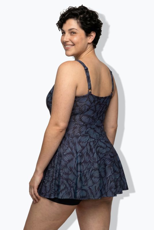 Бански тип рокля със завъртян принт