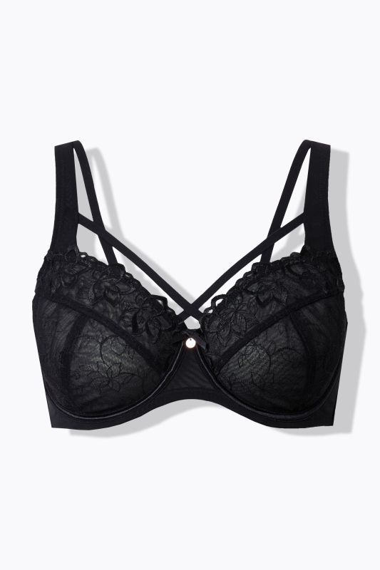 TRUYOU Underwire Bra, Transparent Lace, Decorative Strips, Cup C-F