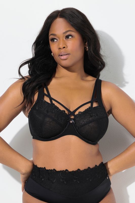 TRUYOU Underwire Bra, Transparent Lace, Decorative Strips, Cup C-F