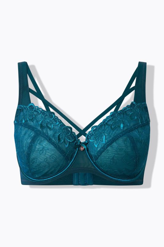 TRUYOU Underwire Bra, Transparent Lace, Decorative Strips, Cup C-F