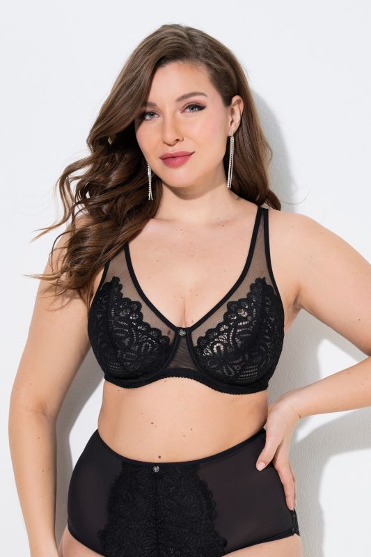 TRUYOU Bügel-BH, Spitze, Mesh-Träger, Cup B - E