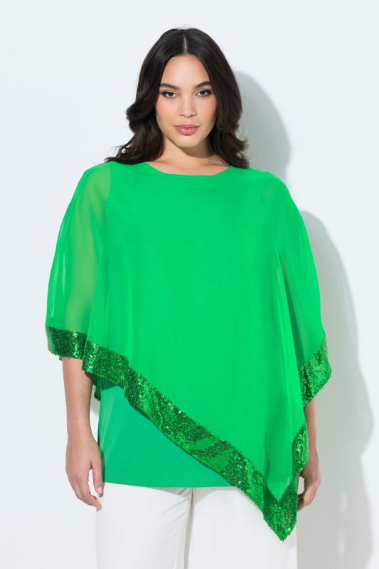 Блуза с пайети и асиметричен акцент