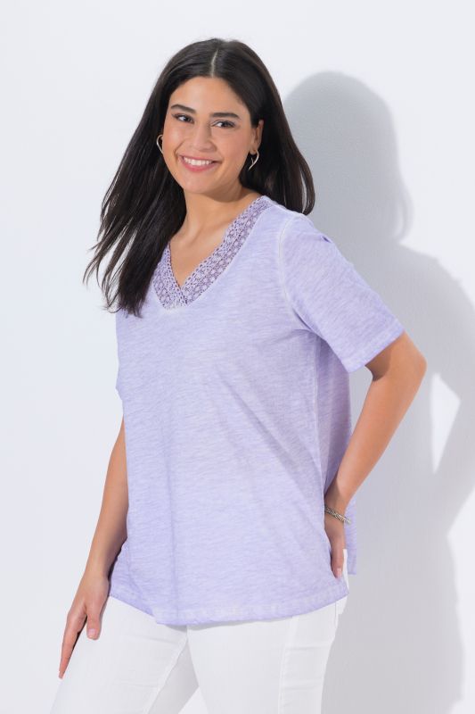 Short Sleeve Lace Trim Tee