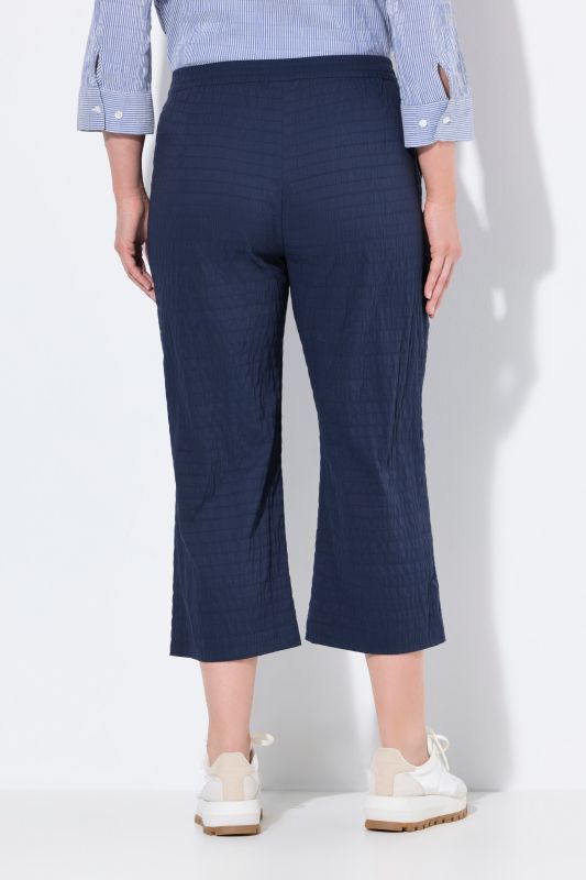 Textured Elastic Waist Cropped Pants