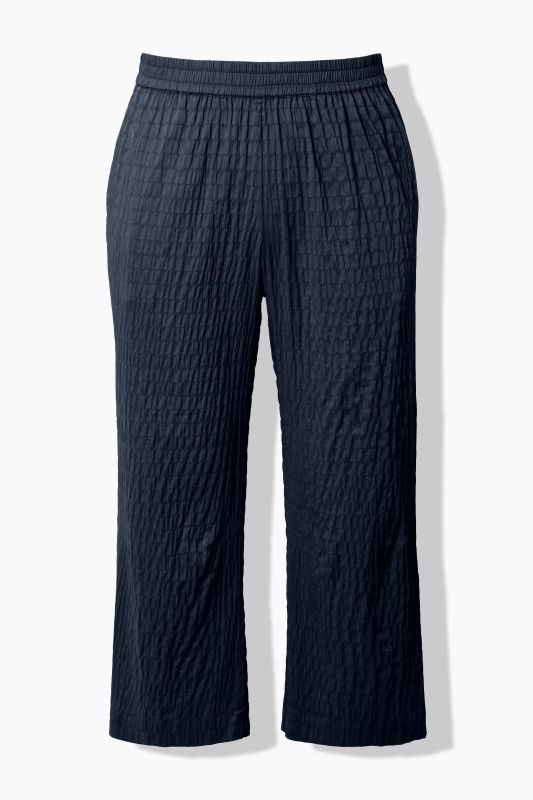 Textured Elastic Waist Cropped Pants