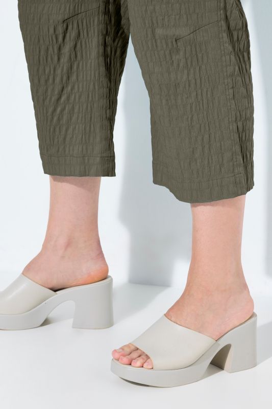 Textured Elastic Waist Cropped Pants