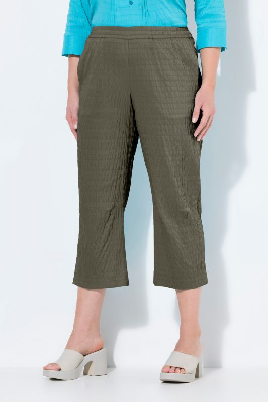 Textured Elastic Waist Cropped Pants