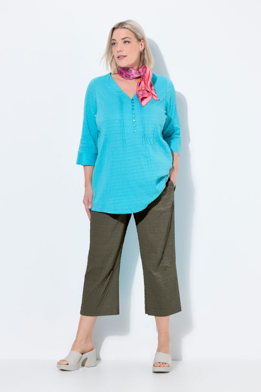 Textured Elastic Waist Cropped Pants