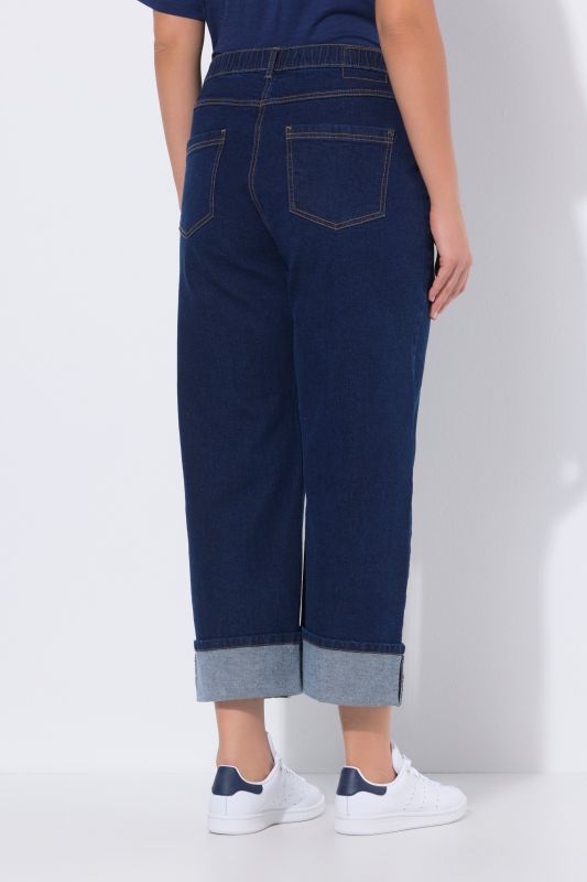Decorative Seam Turn-Up Jeans