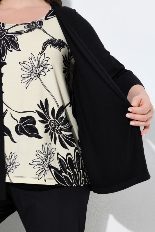 Layered Look 2-in-1 Flower Print Blouse