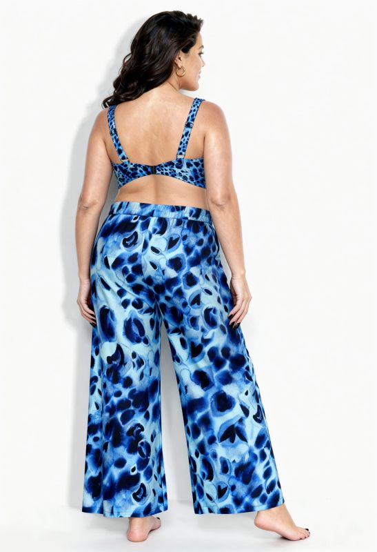 Electric Leopard Print Elastic Waist Palazzo Pants