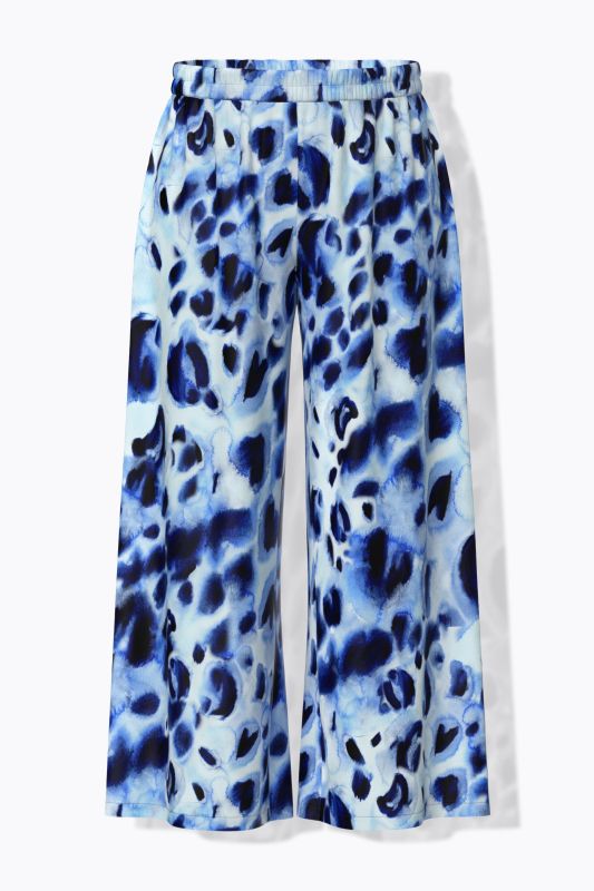 Electric Leopard Print Elastic Waist Palazzo Pants