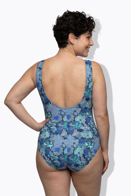 Бански с пастелен флорален принт