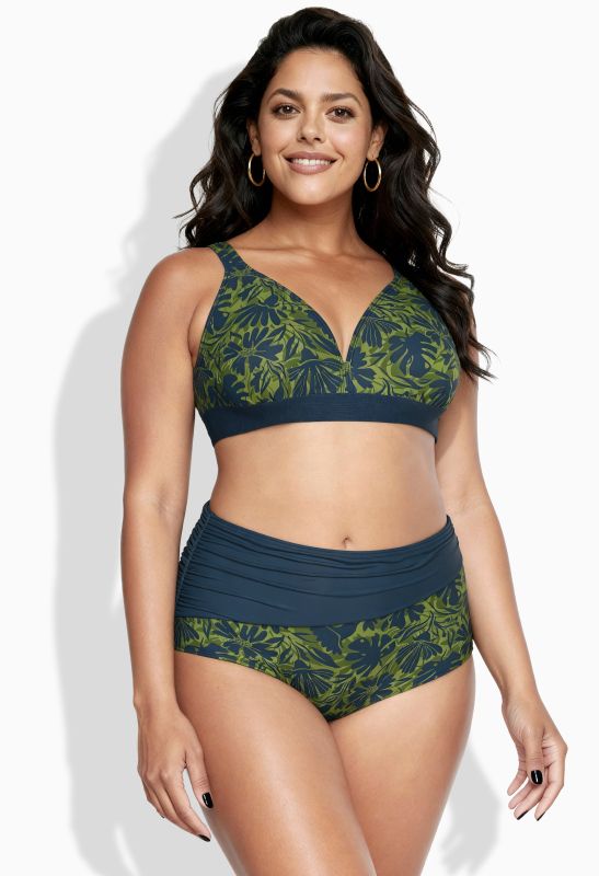 Tropical Leaf Print Bikini Set