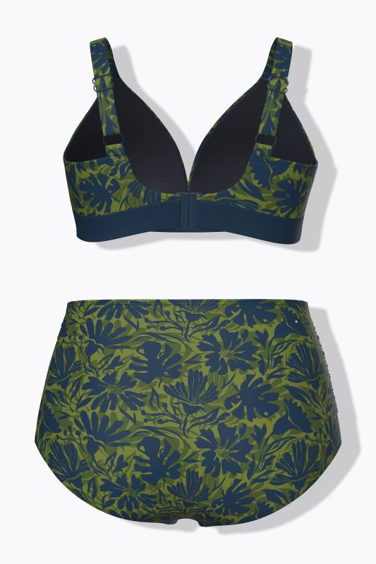 Tropical Leaf Print Bikini Set