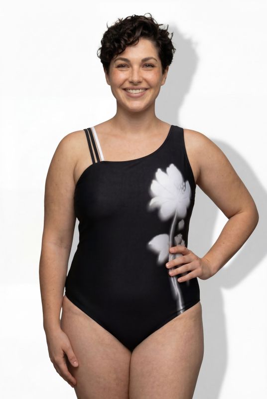 Flower Silhouette Split Strap Swimsuit