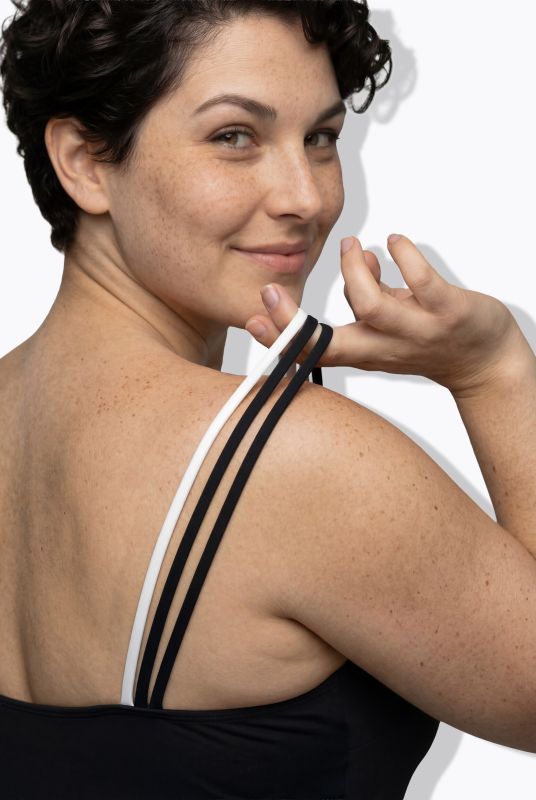 Flower Silhouette Split Strap Swimsuit