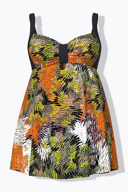 Abstract Earth Tone Swim Dress