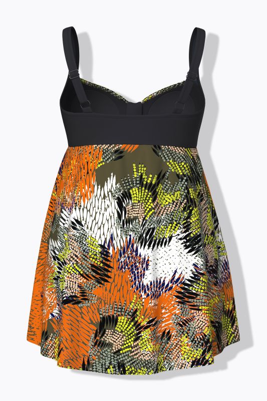 Abstract Earth Tone Swim Dress