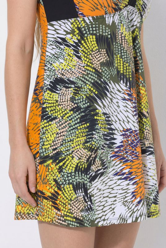 Abstract Earth Tone Swim Dress