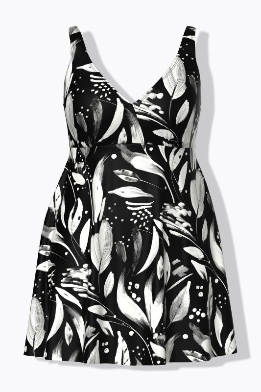 Flower Silhouette Swim Dress